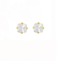 STUDEX 24K Pure Gold Plated Stainless Steel Cubic Zirconia Studded Square Shaped Studs-14