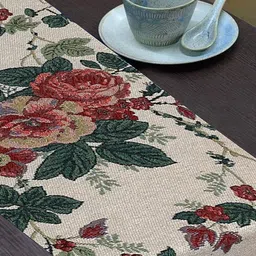 PRAKARTIK Red & Green Floral Printed Pure Cotton Durable TableRunner-image-30