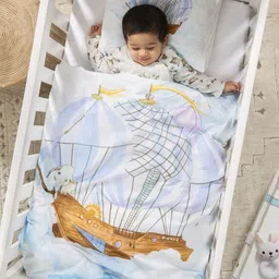 THE BABY TRUNKInfant White & Blue Cotton Ele's Expedition Egyptian Baby Bed Sets-20