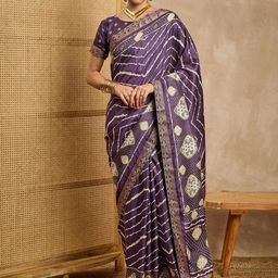 all about you Geometric Printed Saree With Blouse Piece-image-21