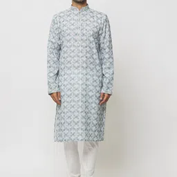 Arihant Rai Sinha Floral Printed Mandarin Collar Straight Pure Cotton Kurta & Churidar-image-92