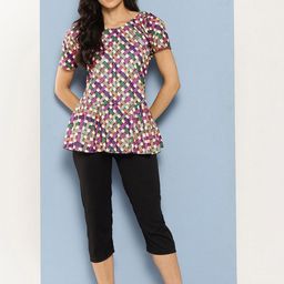 BAESD Abstract Printed Swim Suit With Attached Tights-picture-4