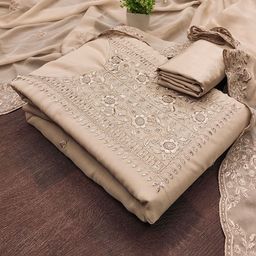 MANVAA Floral Embroidered Sequinned Georgette Unstitched Dress Material-image-85