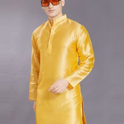 PulseIQ Men Thread Work Jacquard Kurta-image-69