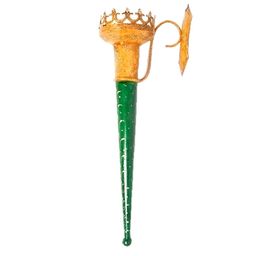 apka mart Mashaal Green & Yellow Textured Metal Tea Light Candle Holder-picture-42