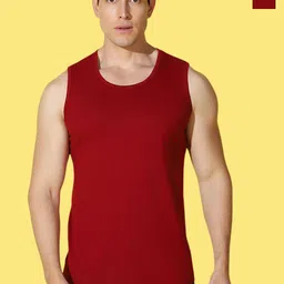 WOOSTRO Pack Of 2 Printed Combed Cotton Gym Vests VWS26(ALONE MAROON)(PLAIN MAROON)-image-74