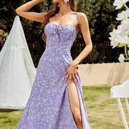 DressBerry Women Floral Print Shoulder Straps Empire Dress-11