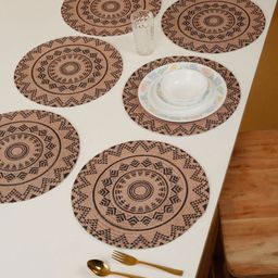 HOSTA HOMES 6-Pcs Beige Digital Printed Pure Cotton Table Placemats-47