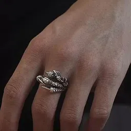 Zoey Silver-Plated Intricate Textured Details Adjustable Finger Ring-55