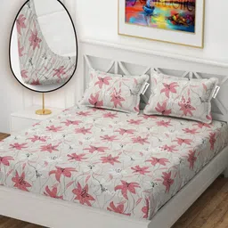 YaAkholic Multicoloured 210 TC Queen Bedsheet with 2 Pillow Covers-image-81