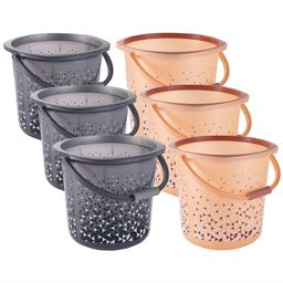 Kuber Industries Black & Peach 6 Pieces Geometric Printed Lightweight Buckets 18 L Each-20