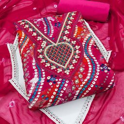 DIVASTRI Pink Printed Unstitched Dress Material-image-8