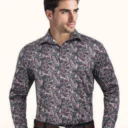 ROUGHELLS Abstract Printed Spread Collar Slim Fit Casual Shirt-image-64