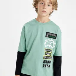 DeFacto Boys Typography Printed Round Neck Cotton T-shirt-image-30