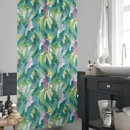 ArtzFolio Green & Pink Floral Printed Waterproof Shower Curtain-image-84