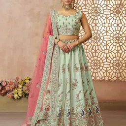 ODETTE Semi-Stitched Lehenga & Unstitched Blouse With Dupatta-picture-0