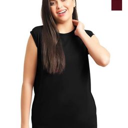 NOTWILD Women Pack Of 2 Solid Round Neck Cotton T-shirts-image-75