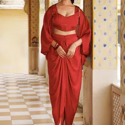 Ragavi Embellished Top Shrug & Skirt Co-Ords-image-37