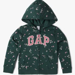 GAP Girls Floral Printed Relaxed-Fit Zip-Front Hoodie Sweatshirts-picture-11