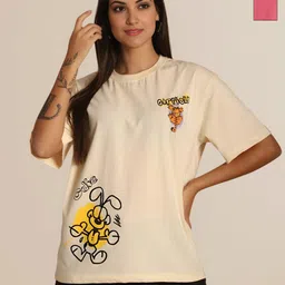 Mast & Harbour Women Pack of 2 Garfield Graphic Printed Cotton Oversized T-shirts-picture-41