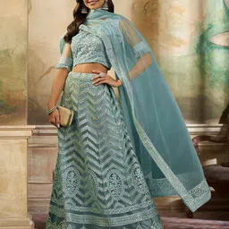 Kvsfab Embroidered Sequinned Semi-Stitched Lehenga & Unstitched Blouse With Dupatta-picture-27