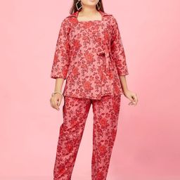 Aarika Girls Printed Square Neck Pure Cotton Tunic With Trousers-6
