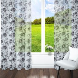 Parda Online White & Brown Set of 2 Floral Sheer Long Door Curtain-image-31