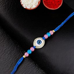 LUCKY JEWELLERY 3-Pcs Rakhi Gift Set With Roli Chawal & Greeting Card-image-27