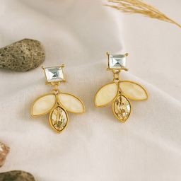 Jewelz Gold-Plated Crystals Studded And Pearls Beaded Floral Drop Earrings-image-44