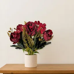 ARTSY Maroon And Green Rose Artificial Flower-image-4
