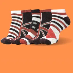 MJE Men Pack Of 5 Patterned Cotton Ankle Length Socks-image-91