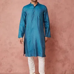 Fabindia Striped Mandarin Collar Pure Silk Straight Kurta-picture-28