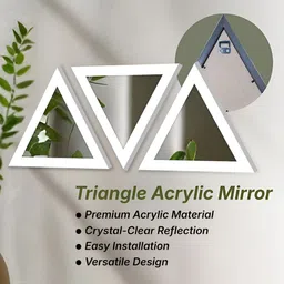 Art Street 6-Pcs White Triangular Shape Acrylic Basin Mirror With Hook image 3