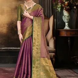 JAY FASHION Woven Design Zari Silk Blend Heavy Work Kanjeevaram Saree-picture-13