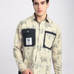Beyoung Men Spread Collar Ethnic Motifs Printed Cotton Casual Shirt-image-81