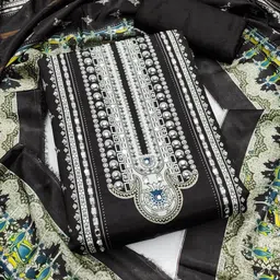 SWARNGANGA TEX Ethnic Motifs Printed Mirror Work Georgette Unstitched Dress Material-image-100