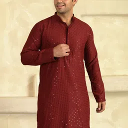 LEMONX Men Embroidered Sequinned Kurta-picture-1