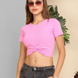 SZN Women Cotton Solid Crop Regular Tops-picture-3