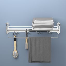 Kuber Industries Silver-Toned Stainless Steel Wall Mounted Towel Holder-41