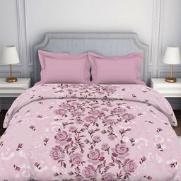 SPACES White & Pink Floral Printed 144 TC Pure Cotton Double Bed Comforter-image-74