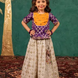 Jilmil Girls Floral Embroidered Gotta Patti Ready to Wear Lehenga & Choli-picture-37
