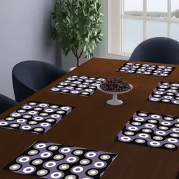 LooMantha 6-Pcs Grey & White Printed Table Placemats-18