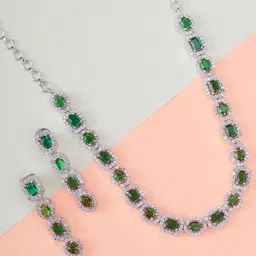 Opal Touch Rhodium-Plated Cubic Zirconia Jewellery Set-60