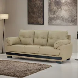 Royaloak Beige Three Seater Sofa With Cushion-59