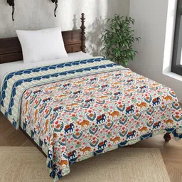 EverHOME Multicoloured Ethnic Motifs AC Room 150 GSM Single Bed Dohar-image-78