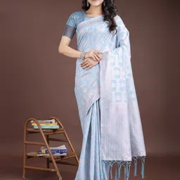 KALINI Woven Design Zari Linen Blend Saree-picture-40