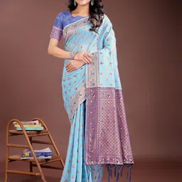 LeeliPeeri Designer Women Paisley Printed Zari Designer Saree-image-87