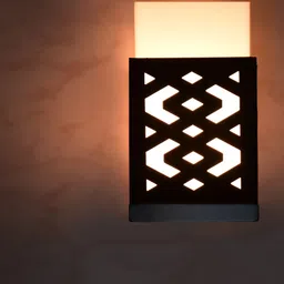 Gojeeva Black & White Textured Contemporary Wooden Rectangle Shaped Wall Lamp-21