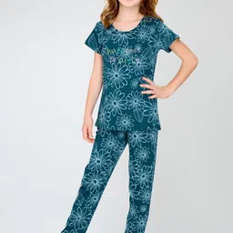 Zeyo Girls Floral Printed Pure Cotton Night suit-picture-10