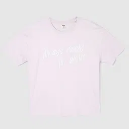 max Girls Typography Printed Round Neck Cotton T-shirt-image-64